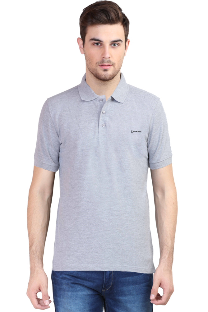 SPYNDELL Black Plain (Grey Melange) - Men's Polo Half Sleeve T-Shirt