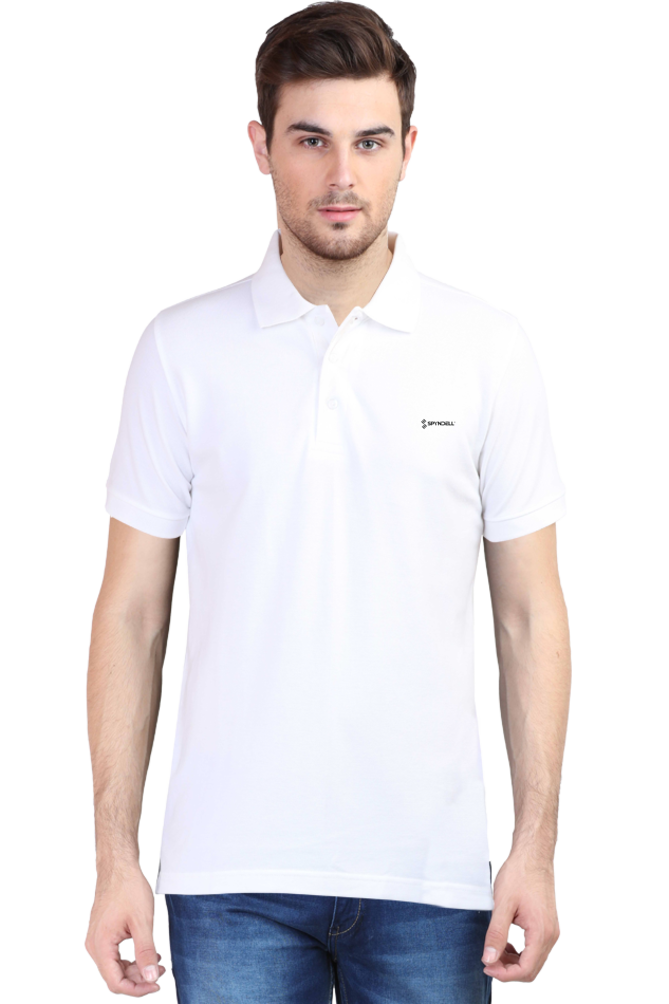 SPYNDELL Black Plain (White) - Men's Polo Half Sleeve T-Shirt