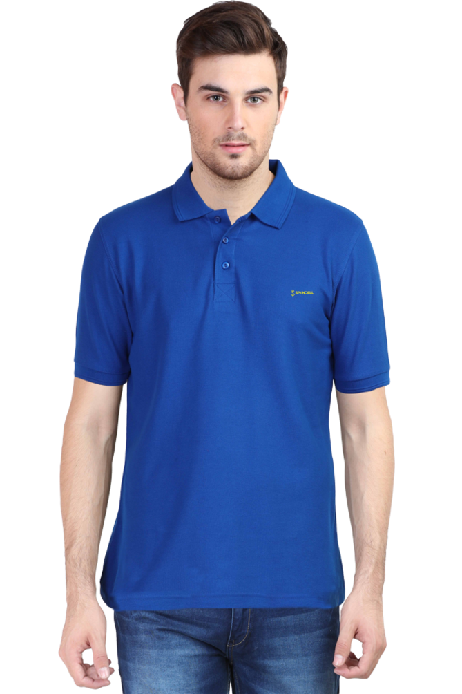 SPYNDELL Yellow Plain(Royal Blue) - Men's Polo Half Sleeve T-Shirt