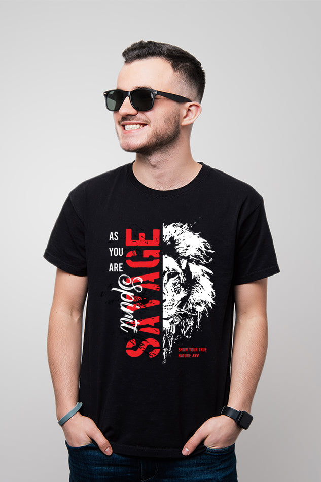 Savage Spirit - Men's Round Neck Half Sleeve T-Shirt