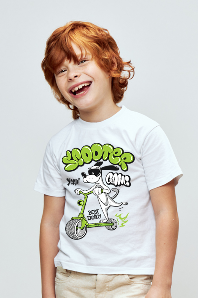 Scooter Doggy Gang - Kid's Round Neck Half Sleeve T-Shirt