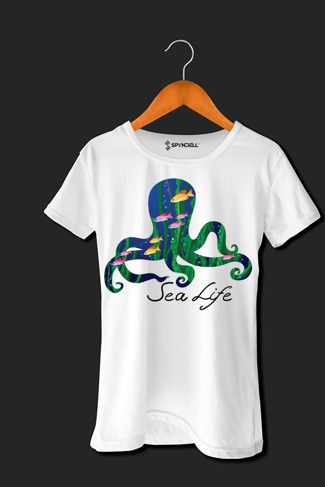 Sea Life Octopus - Kid's Round Neck Half Sleeve T-Shirt (Girl)