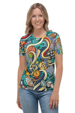 Load image into Gallery viewer, Sports Doodle Pattern - Women&#39;s All Over Printed Half Sleeve T-Shirt
