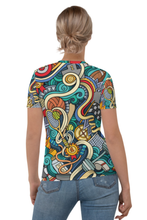 Load image into Gallery viewer, Sports Doodle Pattern - Women&#39;s All Over Printed Half Sleeve T-Shirt
