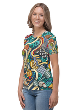 Load image into Gallery viewer, Sports Doodle Pattern - Women&#39;s All Over Printed Half Sleeve T-Shirt
