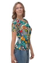 Load image into Gallery viewer, Sports Doodle Pattern - Women&#39;s All Over Printed Half Sleeve T-Shirt
