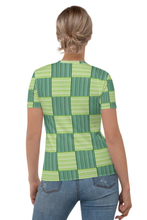 Load image into Gallery viewer, Striped Checks - Women&#39;s All Over Printed Half Sleeve T-Shirt
