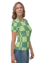 Load image into Gallery viewer, Striped Checks - Women&#39;s All Over Printed Half Sleeve T-Shirt
