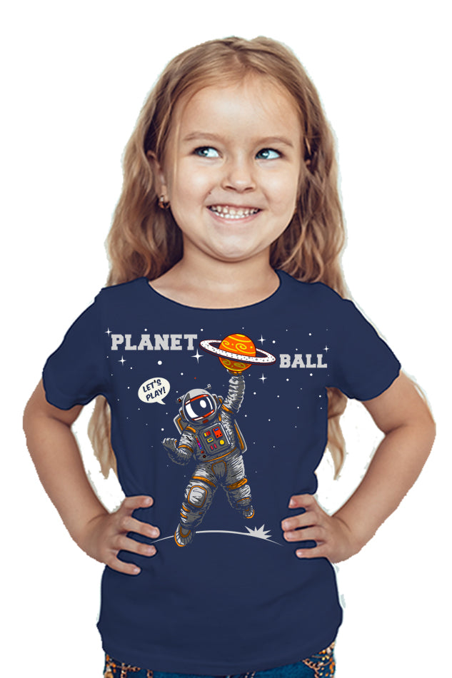 The Saturn Ball - Kid's Round Neck Half Sleeve T-Shirt (Girl)