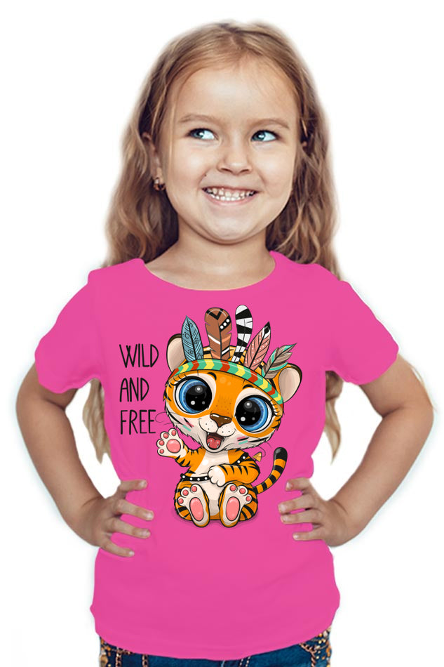 Tribal Tiger - Kid's Round Neck Half Sleeve T-Shirt (Girl)