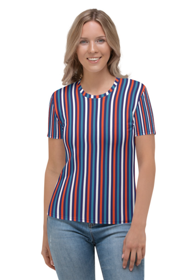 Vertical Seamless Stripe Pattern - Women's All Over Printed Half Sleeve T-Shirt