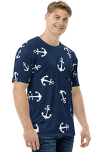 Load image into Gallery viewer, White Anchor Pattern - Men&#39;s All Over Printed Half Sleeve T-Shirt
