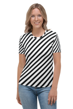 Load image into Gallery viewer, Zebra Diagonal Lines - Women&#39;s All Over Printed Half Sleeve T-Shirt
