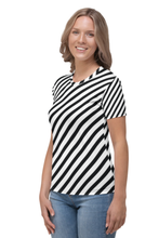 Load image into Gallery viewer, Zebra Diagonal Lines - Women&#39;s All Over Printed Half Sleeve T-Shirt
