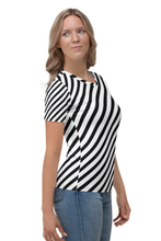 Load image into Gallery viewer, Zebra Diagonal Lines - Women&#39;s All Over Printed Half Sleeve T-Shirt
