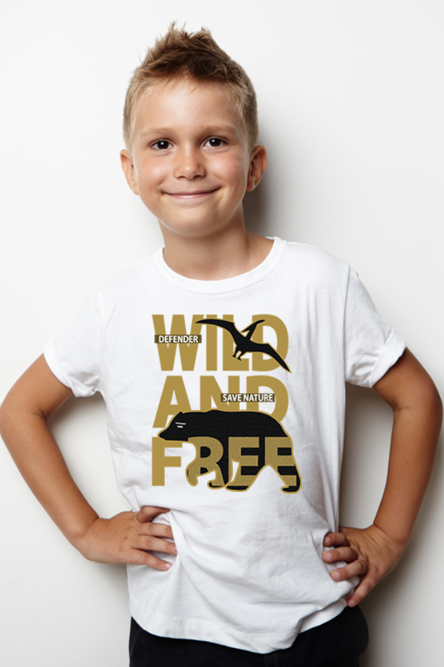 Wild And Free - Kid's Round Neck Half Sleeve T-Shirt